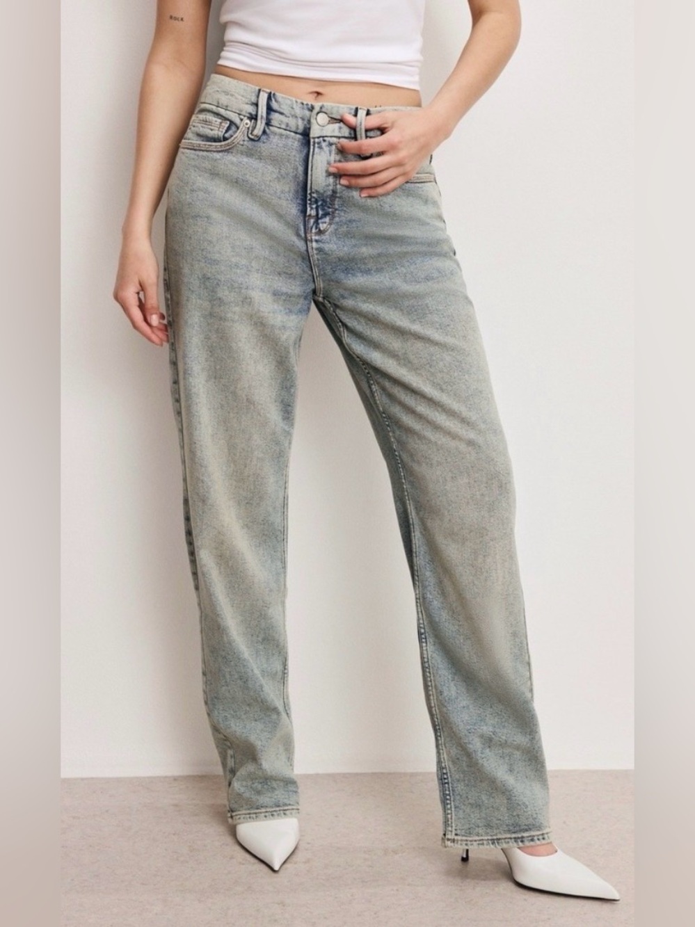 GOOD AMERICAN Good 90s Relaxed Mid-Rise Relaxed Fit Dropped Crotch Size 2/26